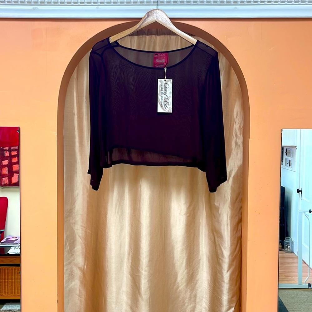 Out of Xile Crepe & Rib Wide Top in Burgundy ONLY 2 LEFT!